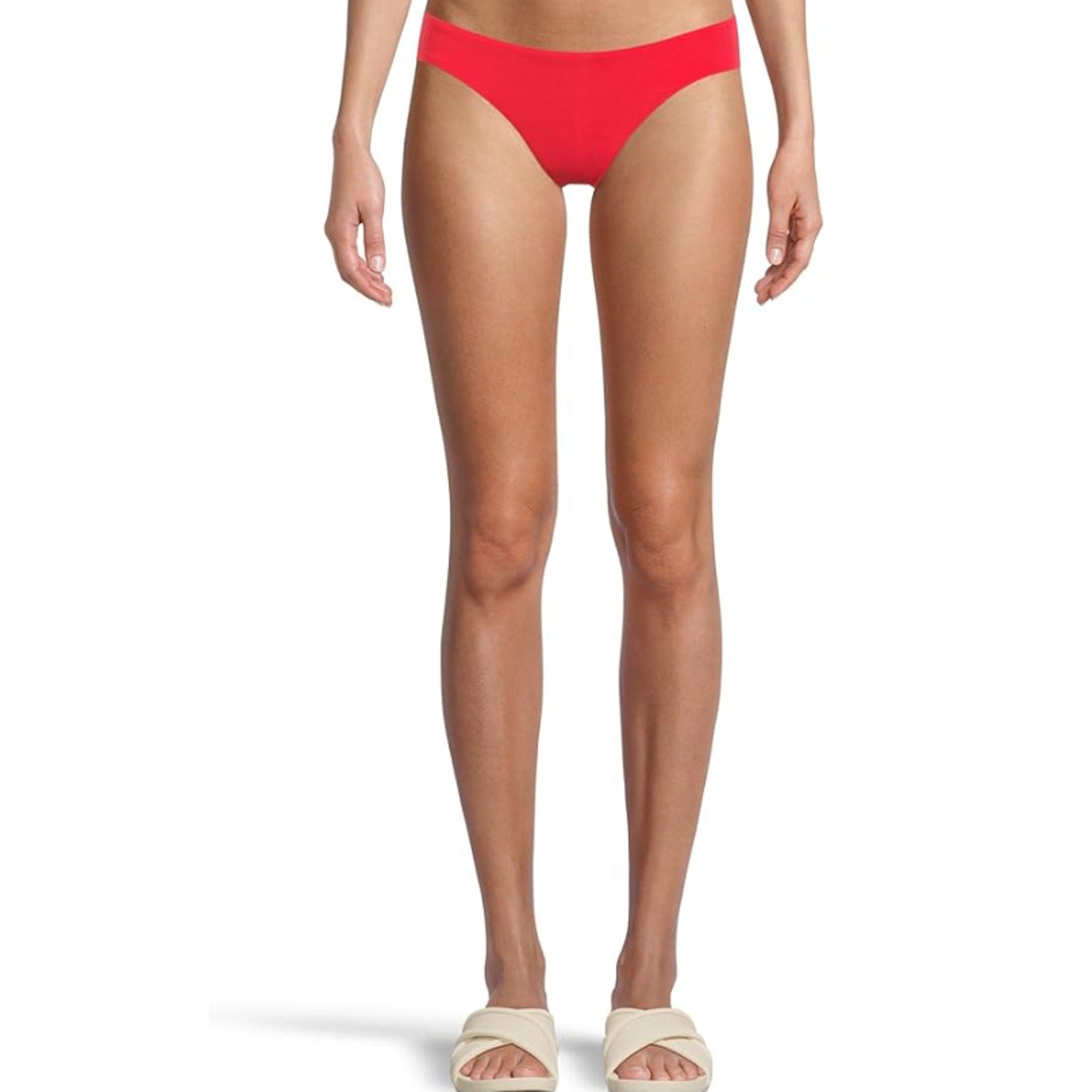 BECCA Women's Adela Ruched Hipster Bikini Bottom Small Fire Red NWT