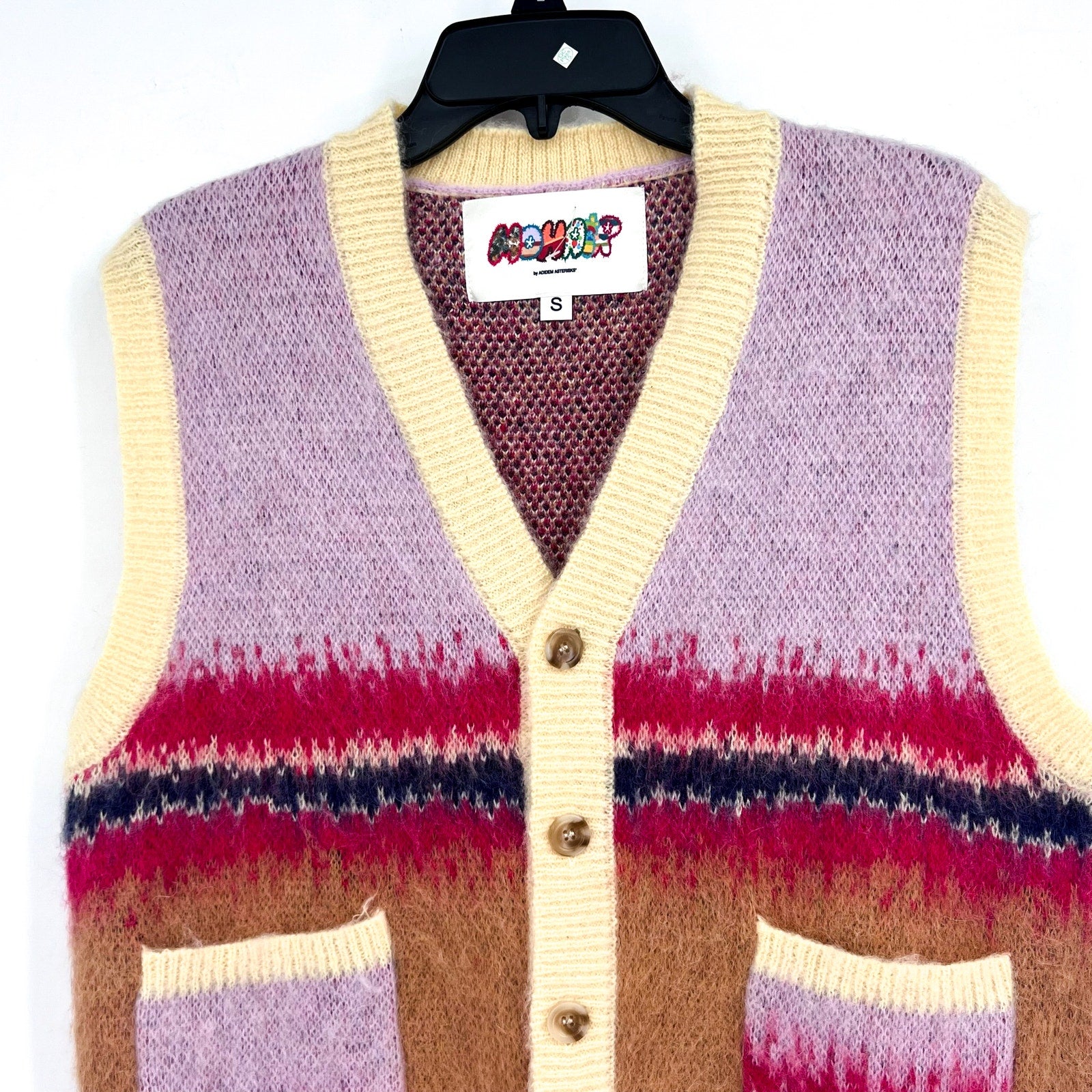 MOHAIR BY ADEDIM ASTERISKS UNISEX Mohair Knit Vest Small Pastel Multi NWOT