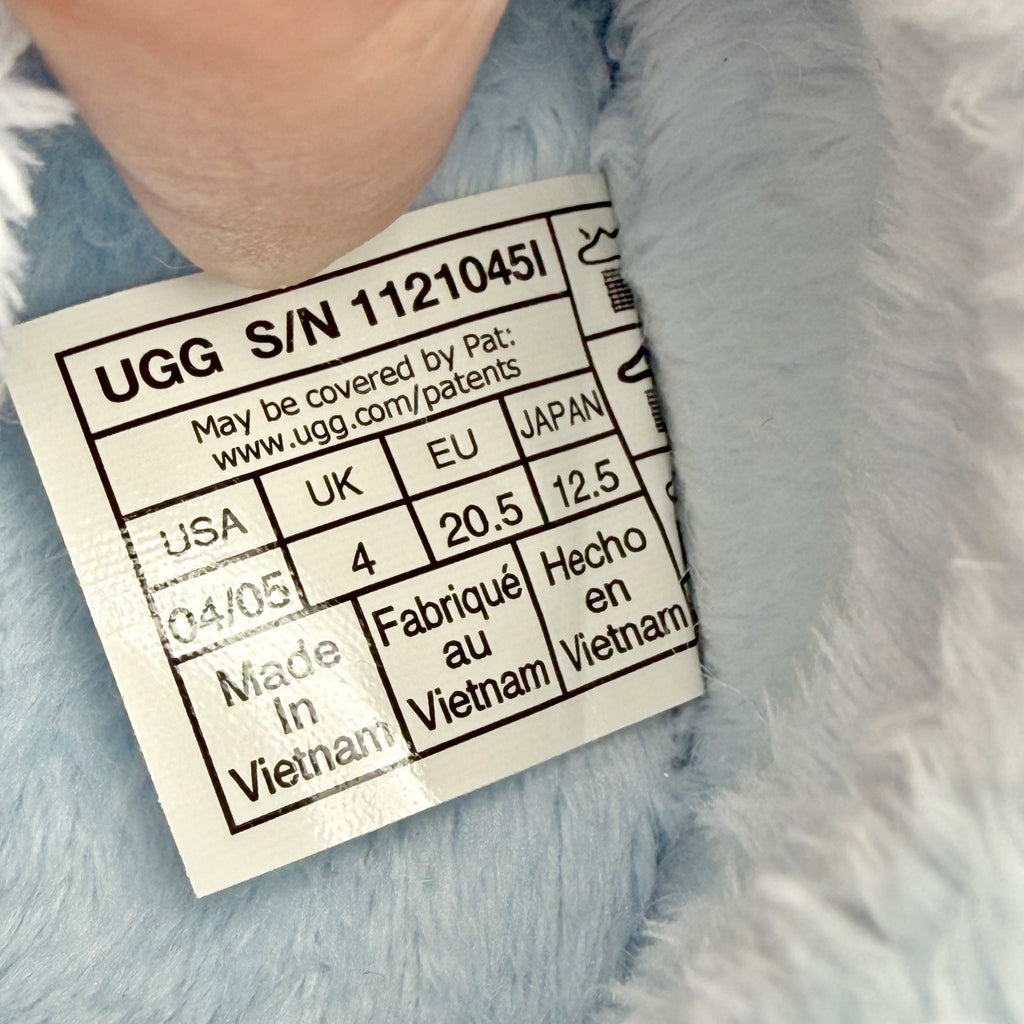 UGG Infant Bixbee Booties US 4-5 M Blue Vegan Fur Hook and Loop NIB