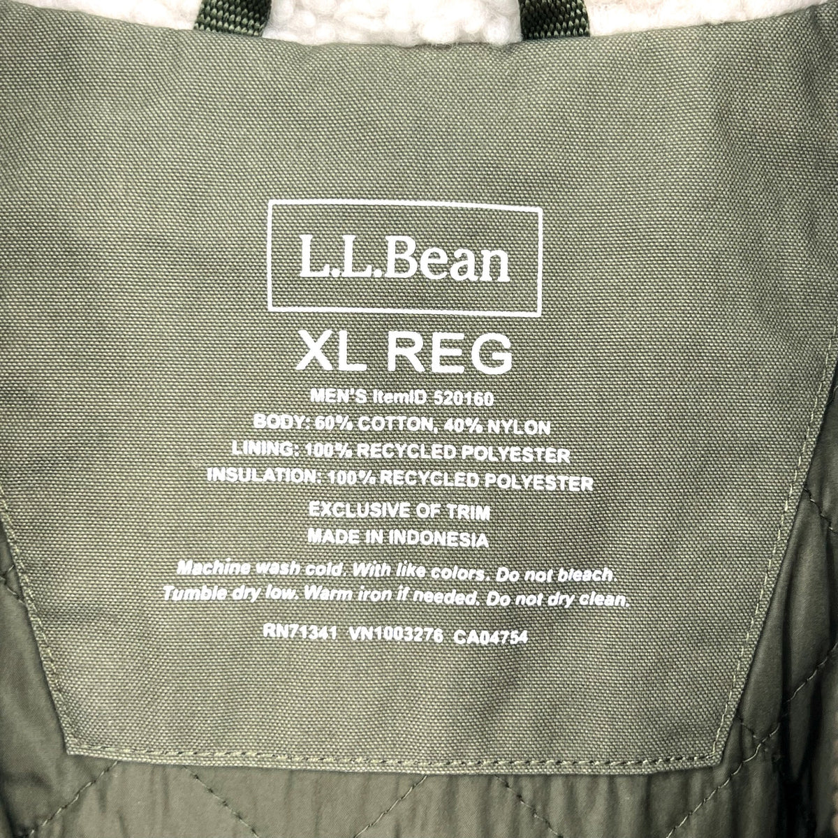 L.L BEAN Men's Bean's Insulated Utility Hoodie Jacket XL Dark Loden Green NWT
