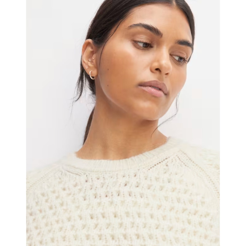 Everlane Womens Cloud Oversized Crew Sweater Small Cream Bone Textured Knit NWOT