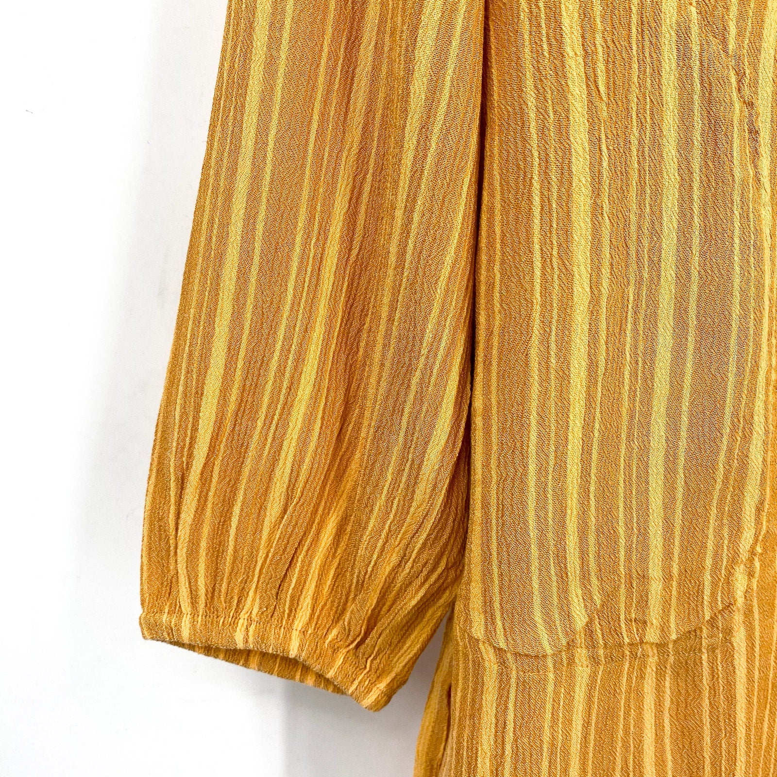 PRANA Women's Fernie Swim Cover Up Shirt Small Gold Deep Solstice Stripe NWT