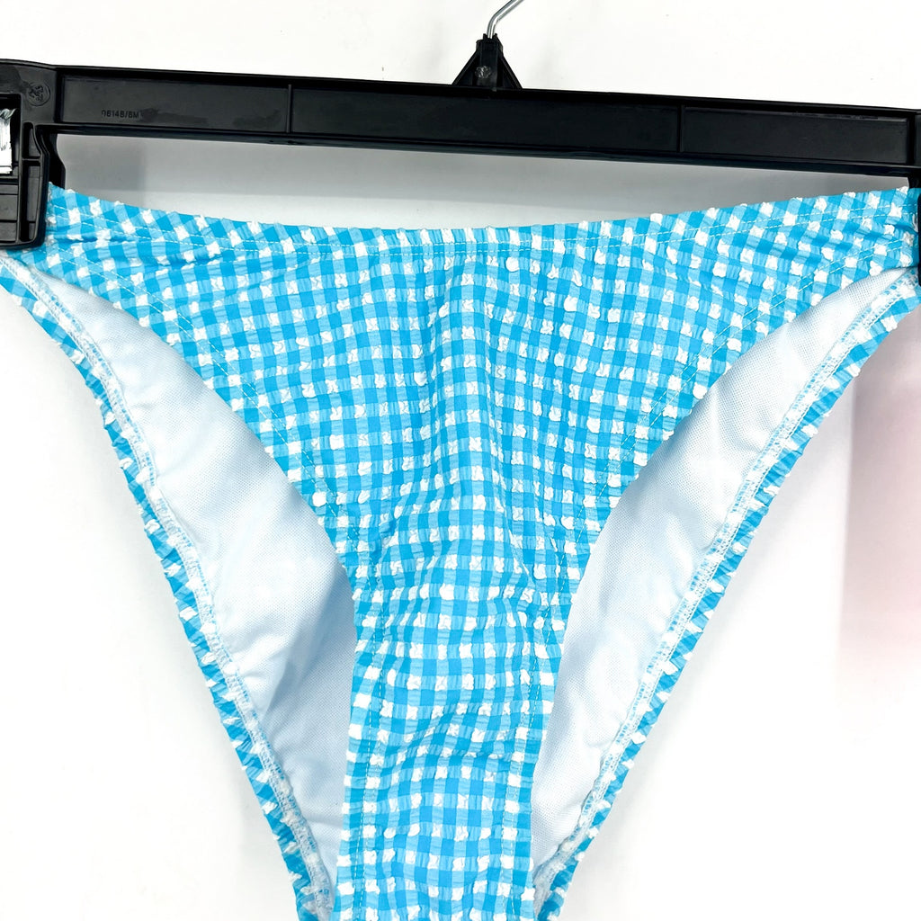 LILLY PULITZER Pico High-Cut Bikini Bottom SIZE 6 Blue White Crinkle Gingham NWT