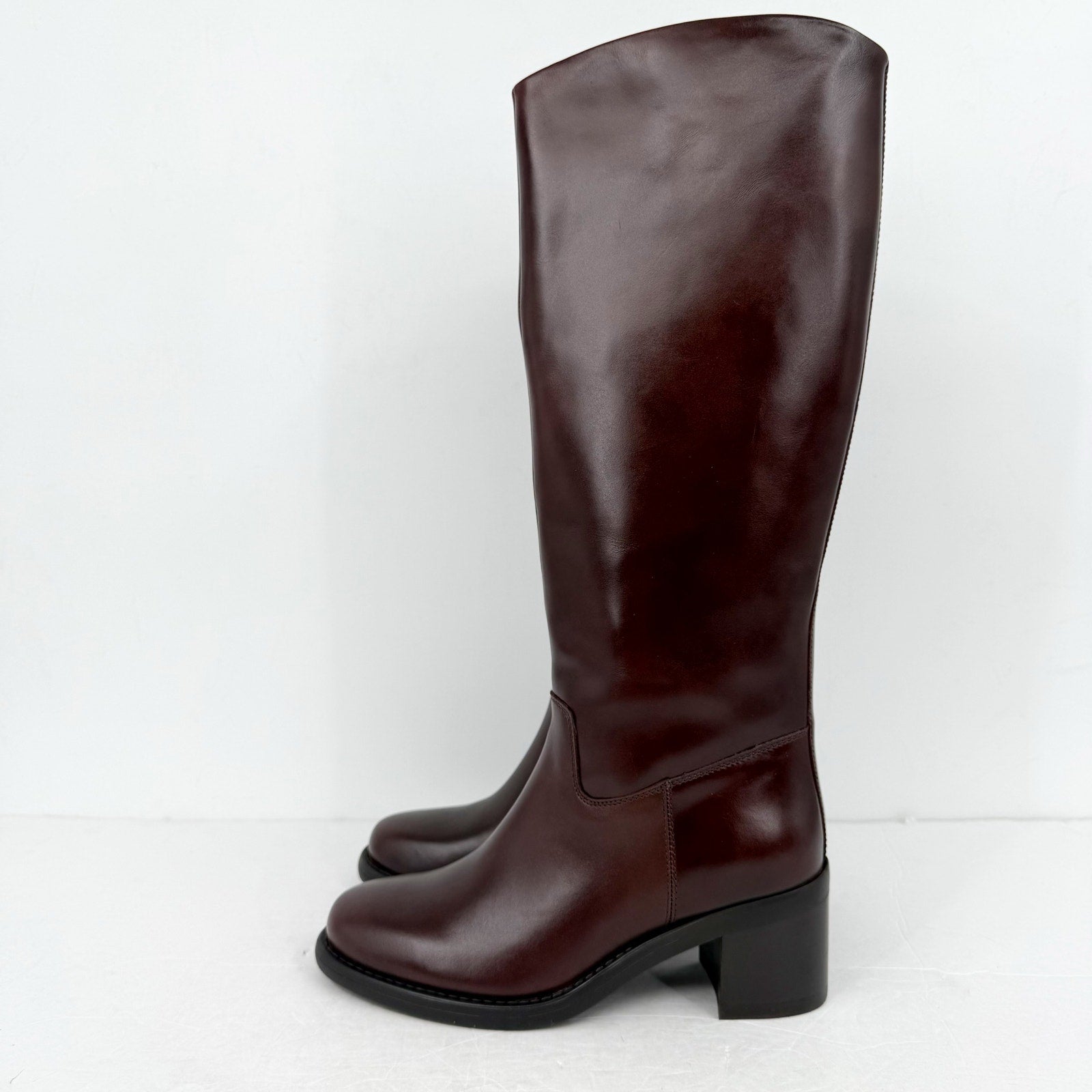 Vince Camuto Womens Amree Knee High Boot US 6 M EU 36.5 Red Mahogany Leather NIB