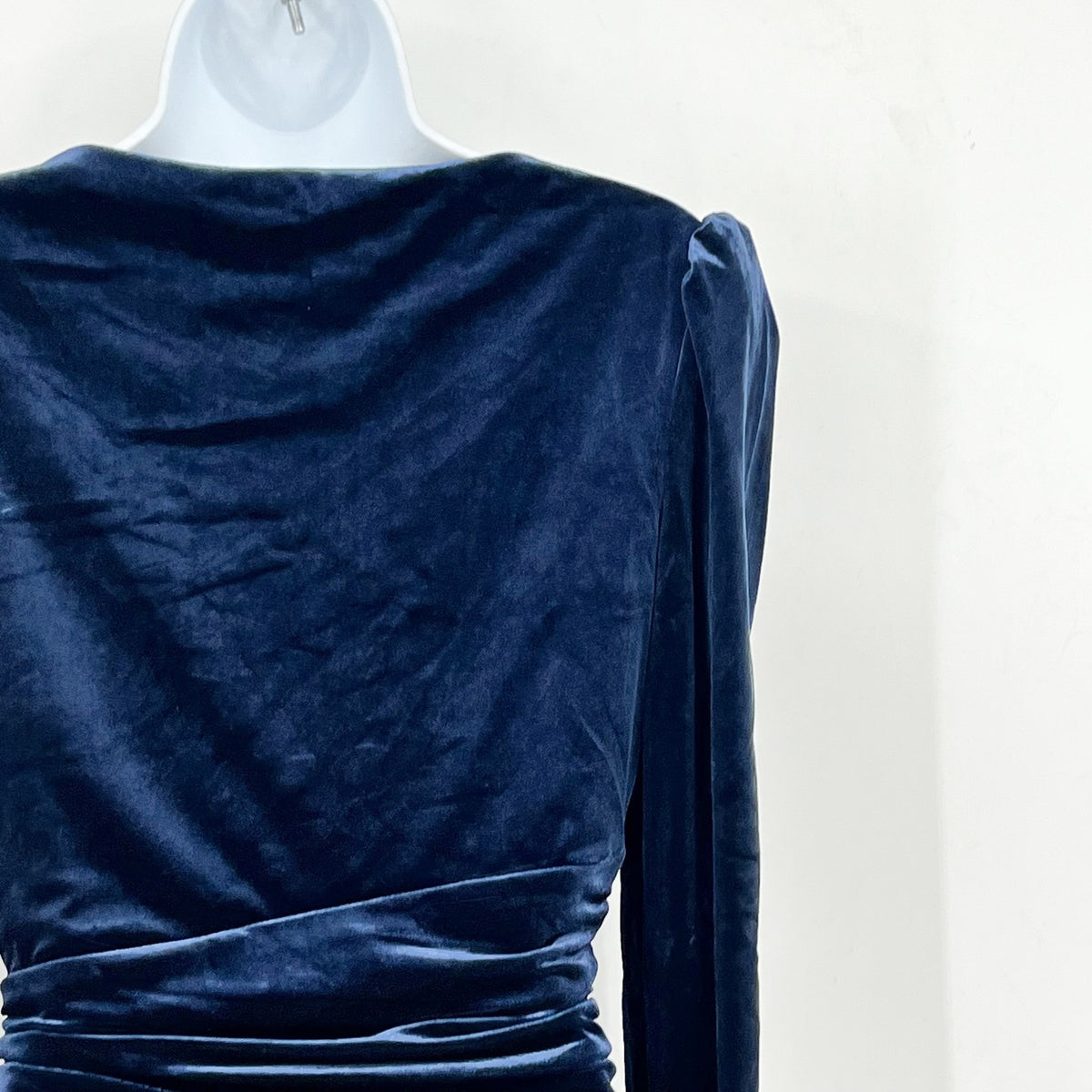 LAUREN RALPH LAUREN Velvet Cocktail Dress Size 2 Navy Blue Ruched Waist NWT