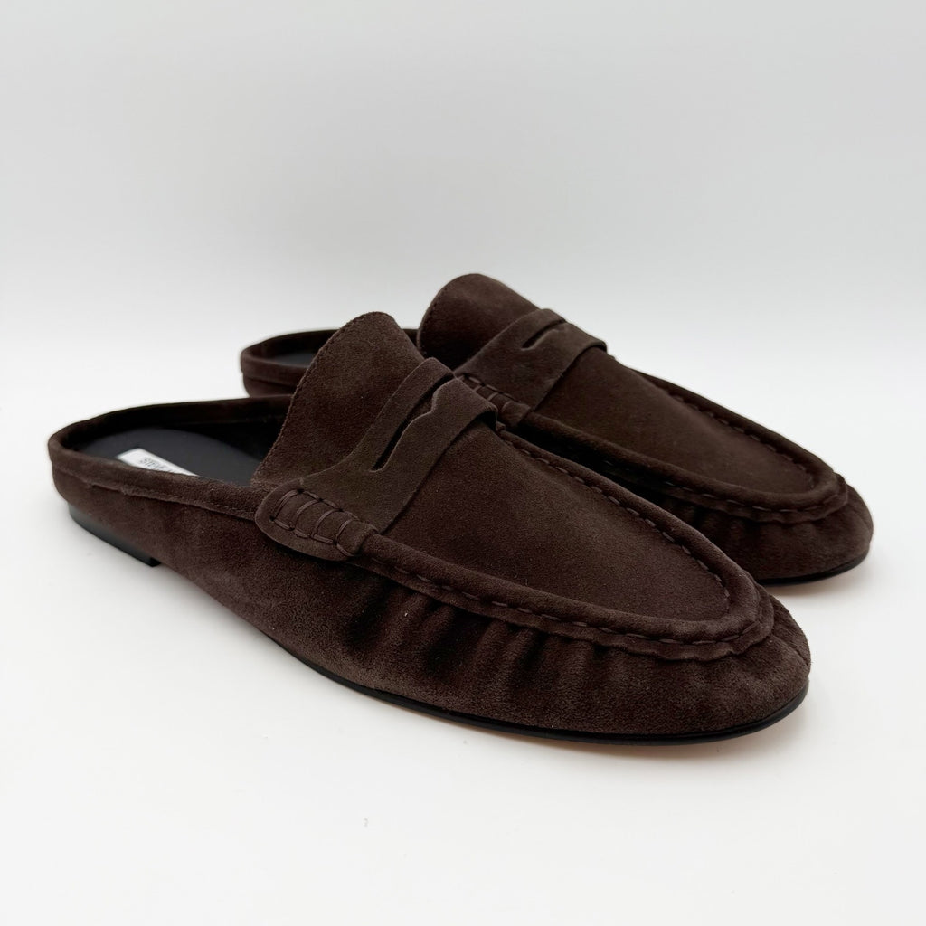 Steve Madden Womens Rafe Loafers Size 12 Chocolate Brown Suede Slip On NWOB