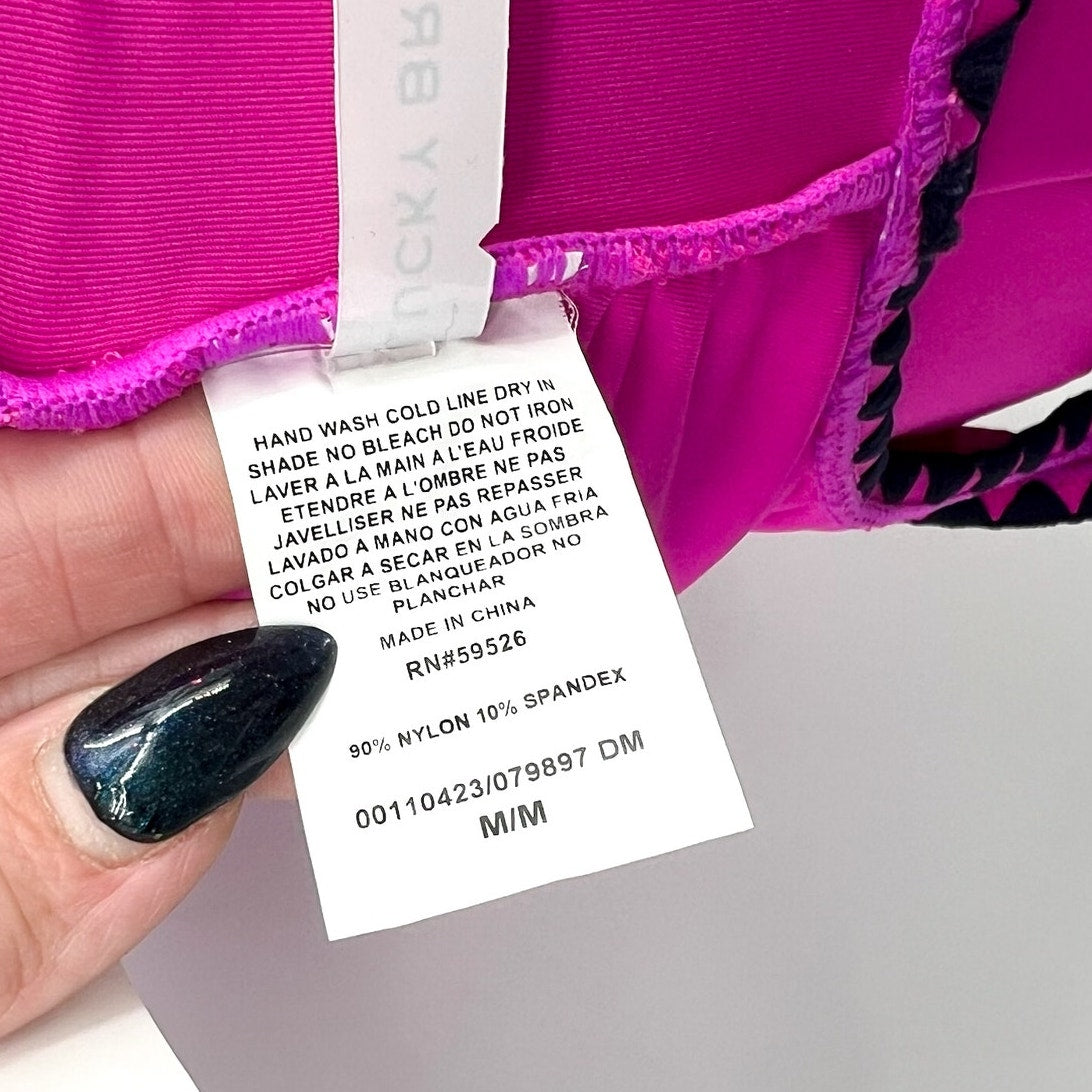 LUCKY BRAND Woman's Spring Shell Stitch One-Piece Swimsuit Medium Pink NWT