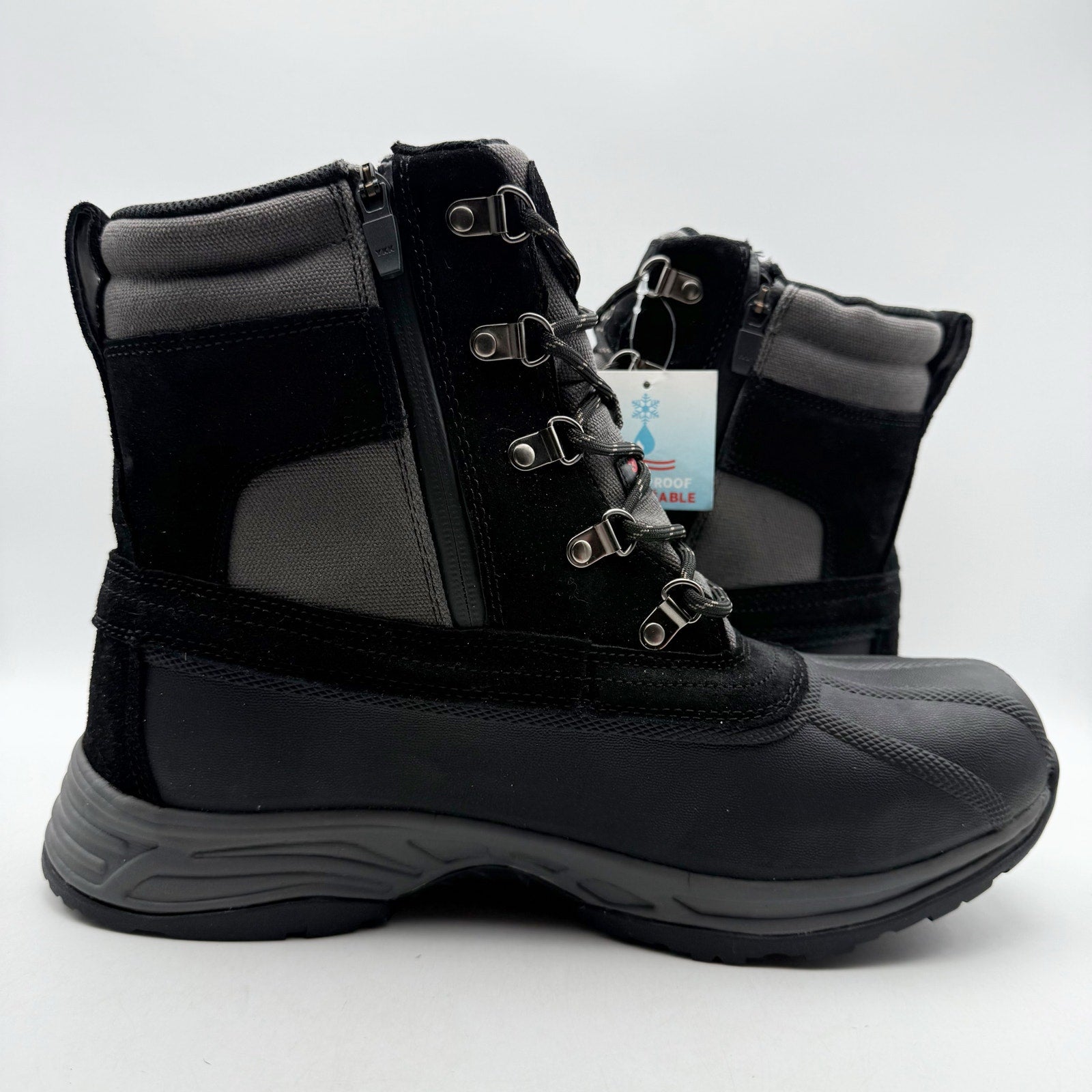 Propet Mens Cortland Boots US 12 XW EU 45.5 Black Canvas Waterproof NIB