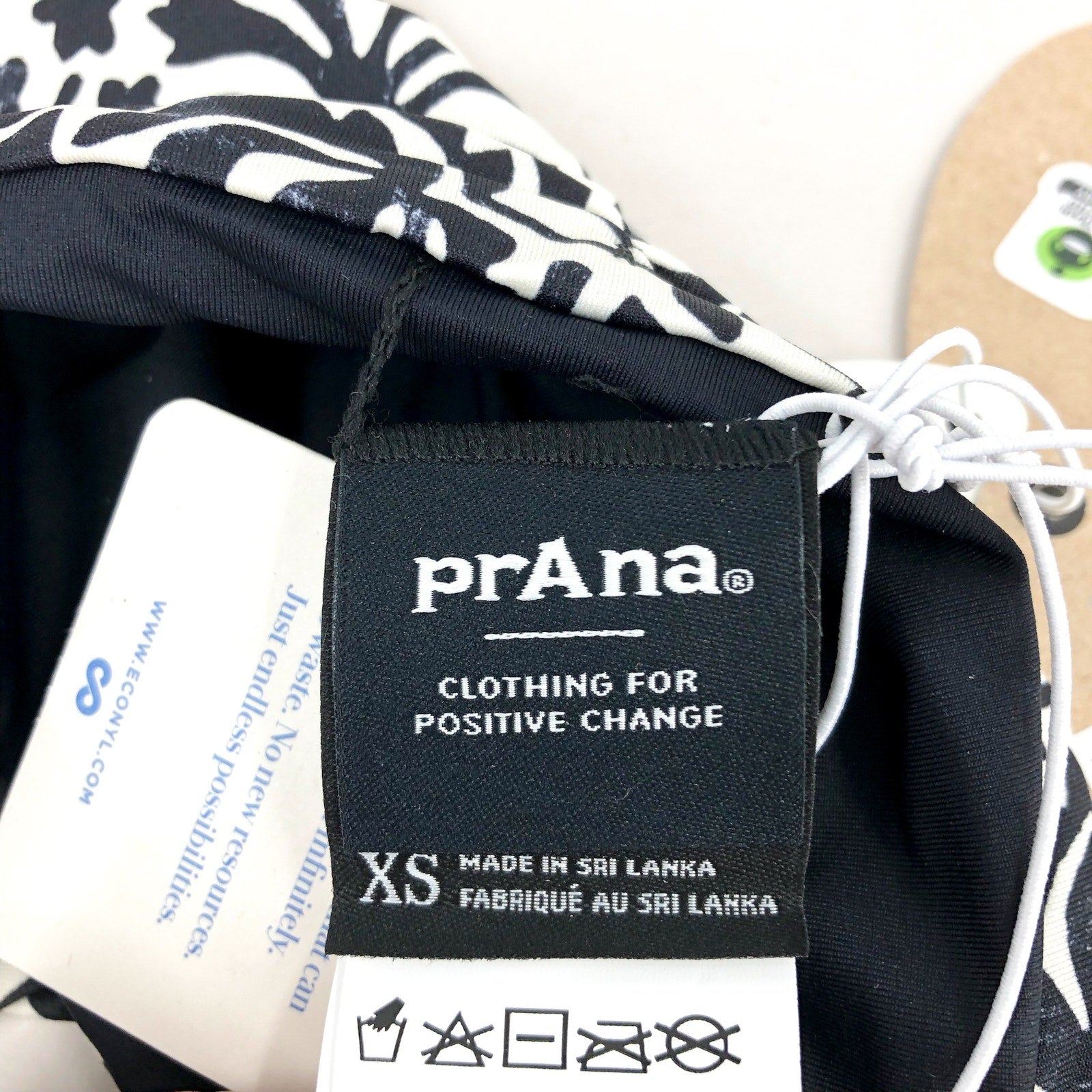 PRANA Women's Ruby Beach Bikini Bottom XS Black Flora Fauna Print Side Lace NWT