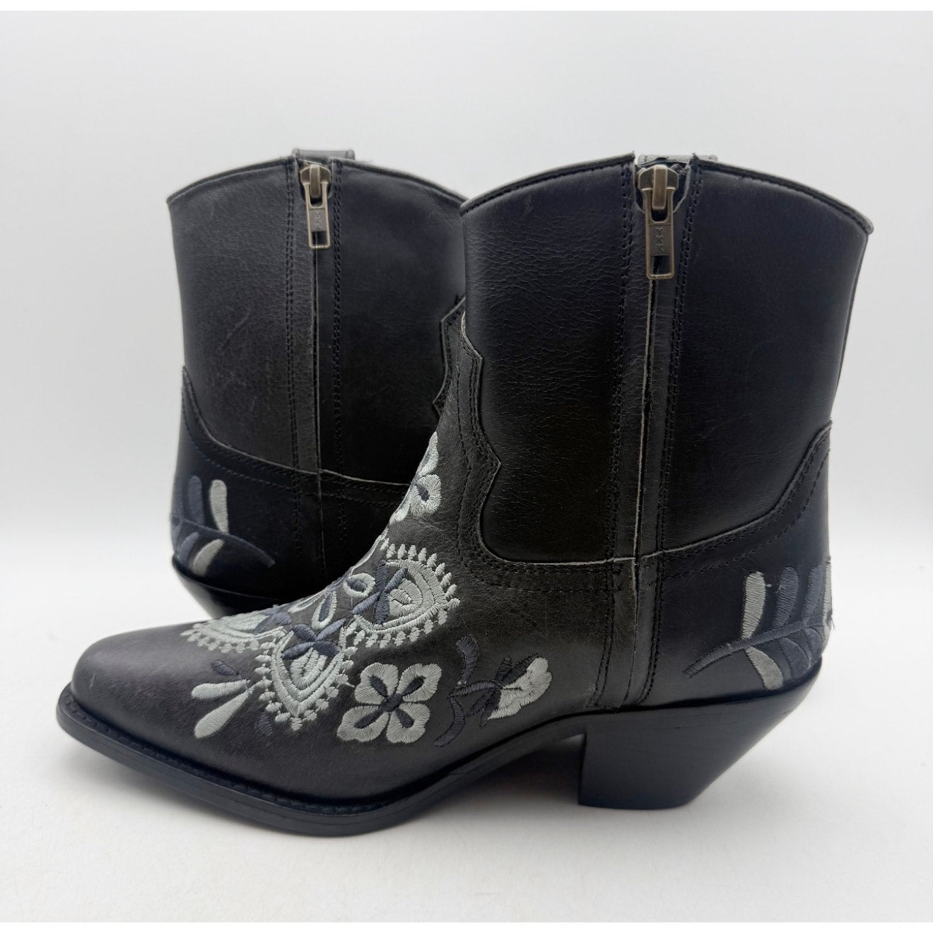 Diba True Women's Cains Ville Western Bootie US 6 M Black Charcoal Leather NWOB