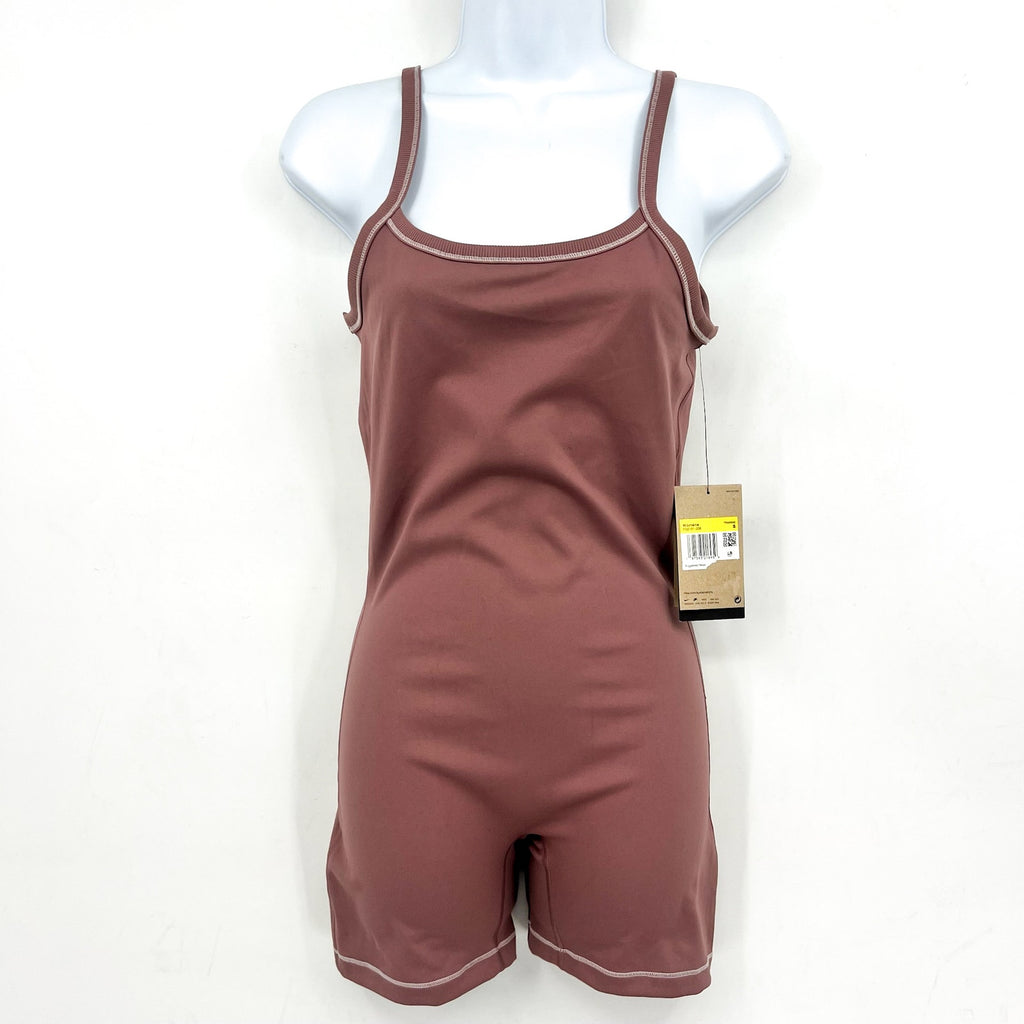 NIKE Women's One Dri-FIT Short Bodysuit Small Pink Smokey Mauve Sleeveless NWT
