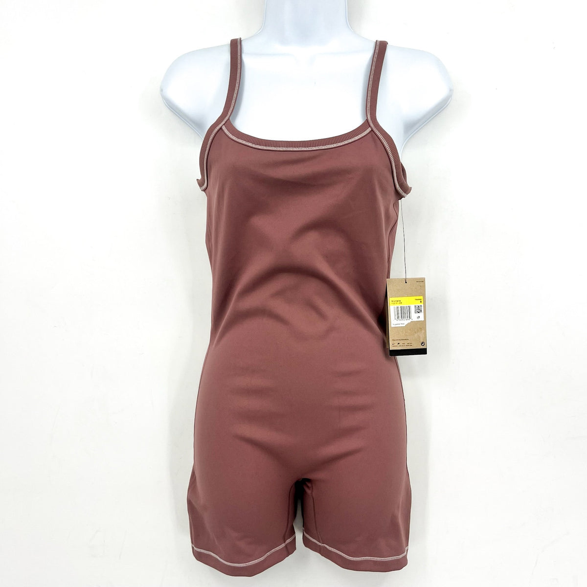 NIKE Women's One Dri-FIT Short Bodysuit Small Pink Smokey Mauve Sleeveless NWT