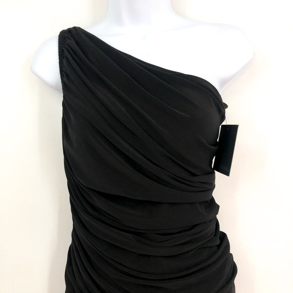 NORMA KAMALI Women's One Shoulder Diana Gown Large Black Asymmetric NWT