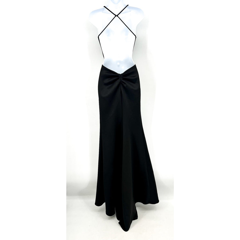 LA FEMME Women's 27657 Jersey Column Prom Dress Size 00 Black EUC