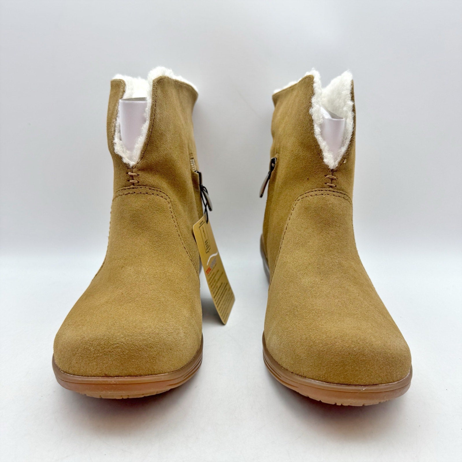 Spenco Womens Sun Valley Ankle Boots US 12 M Tan Suede Sherpa Lined NIB