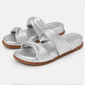 Sofft Womens Ainsworth Slide Sandals Size 7 Silver Metallic Leather NWOB