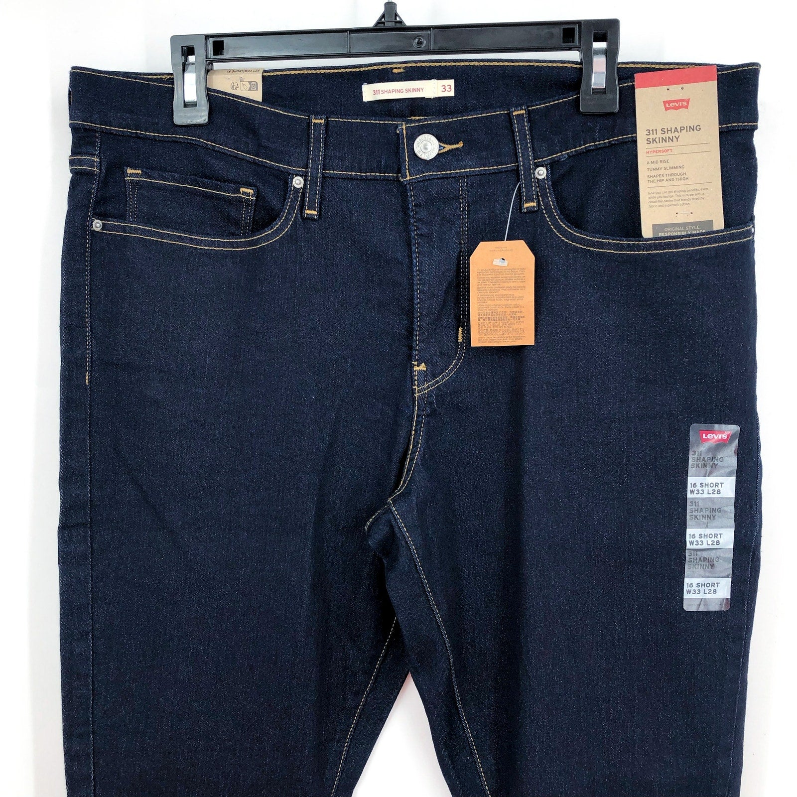 LEVI'S Women's 311 Shaping Skinny Jeans 33x28 US 16 Blue Darkest Sky NWT 1962600