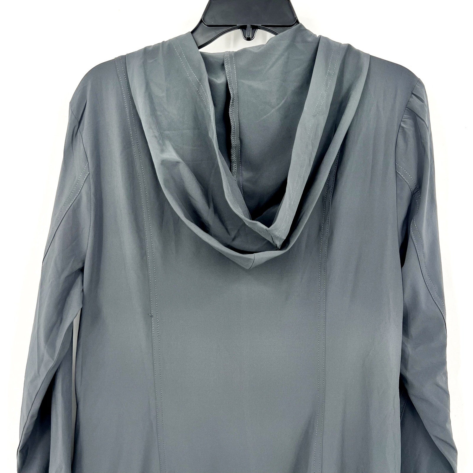 WEARABLE XCVI Active Rufino Stretch Jacket Dress Large Charcoal Grey Hooded NWT