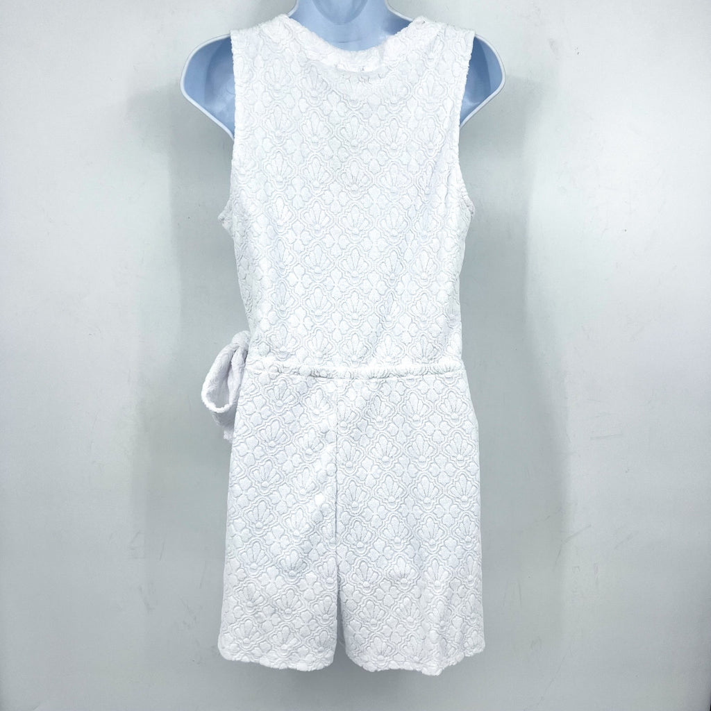 TOMMY BAHAMA Terry Romper Cover Up Medium White Side Tie Textured Spa NWT