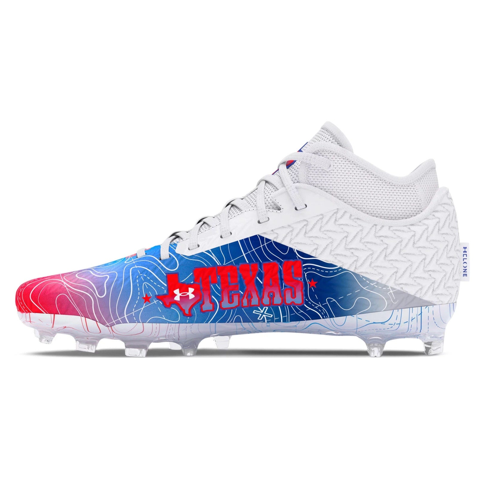Under Armour Mens Spotlight Clone 4 MC TX Football Cleat Size 12 White Blue NWOB