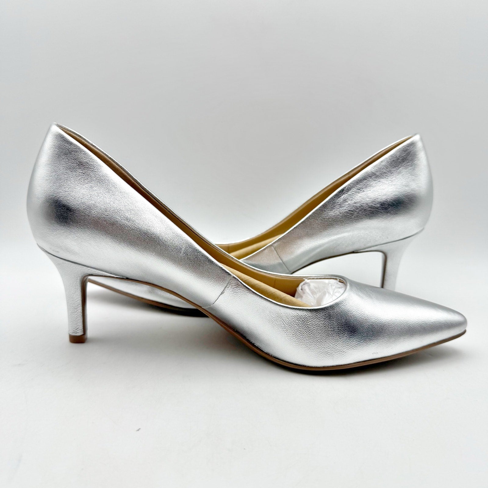 Naturalizer Womens Everly Pumps US 11 Wide EU 42 Silver Leather NWOB