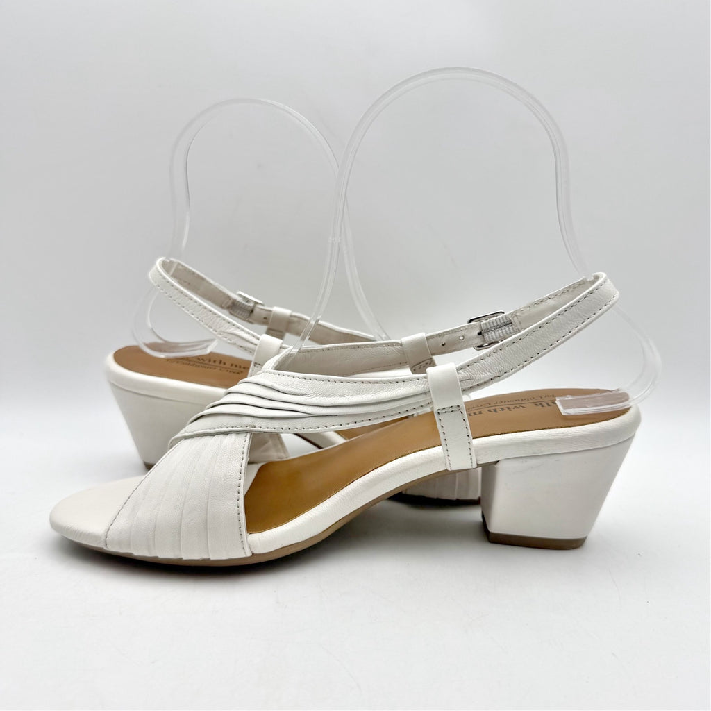 Coldwater Creek Womens Clarissa Slingback Sandals Size 6.5 White Leather NWOB
