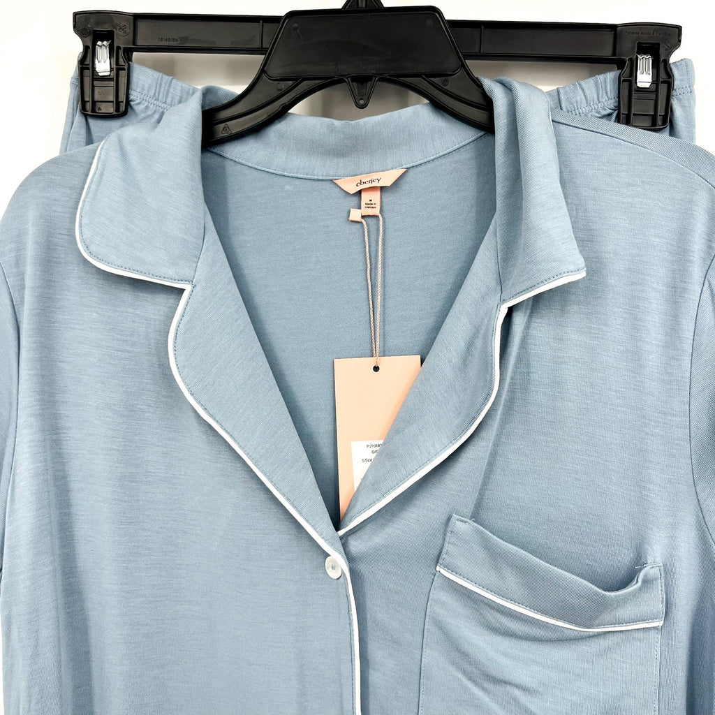 EBERJEY Gisele PJ Set Medium Light Blue Short Sleeve & Cropped Pant NWT