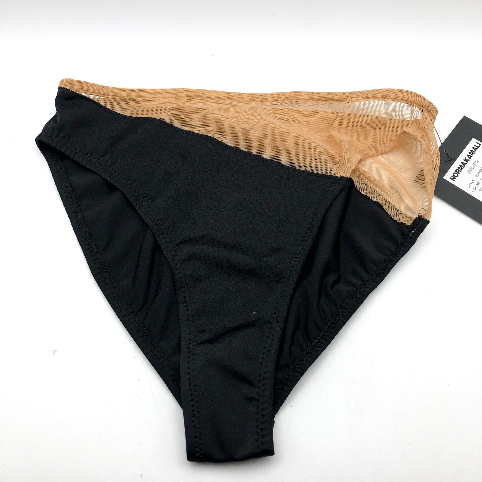 NORMA KAMALI Women's Snake Mesh Bikini Bottoms Medium Black Nude Mesh NWT