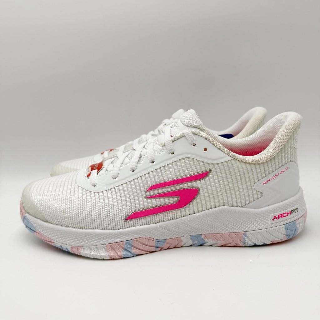Skechers Women Viper Court 2.0 Pickleball Shoes Size 9.5 White Pink Athletic NIB