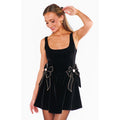 SHOW ME YOUR MUMU Women's Ricci Skort Dress Medium Black Velvet Bows NWT
