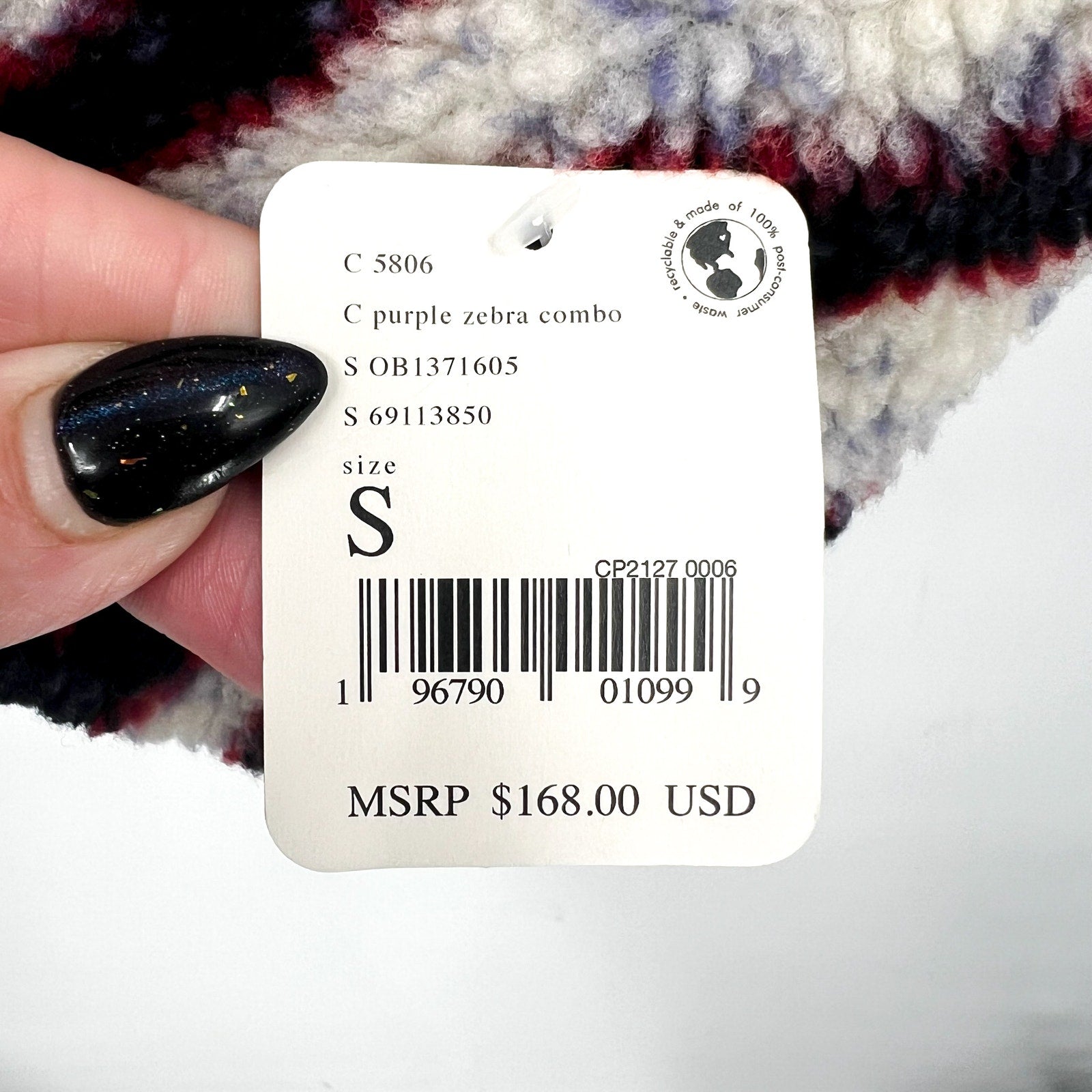 Free People Womens Rocky Ridge Fleece Pullover Jacket Small Red Purple Zebra NWT