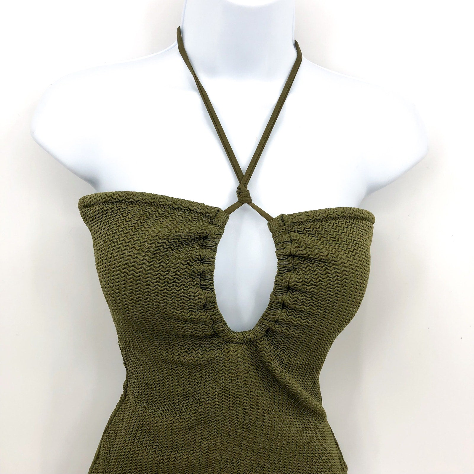 SEAFOLLY Sea Dive Bandeau Maillot One Piece Swimsuit US 8 Green Khaki NWT