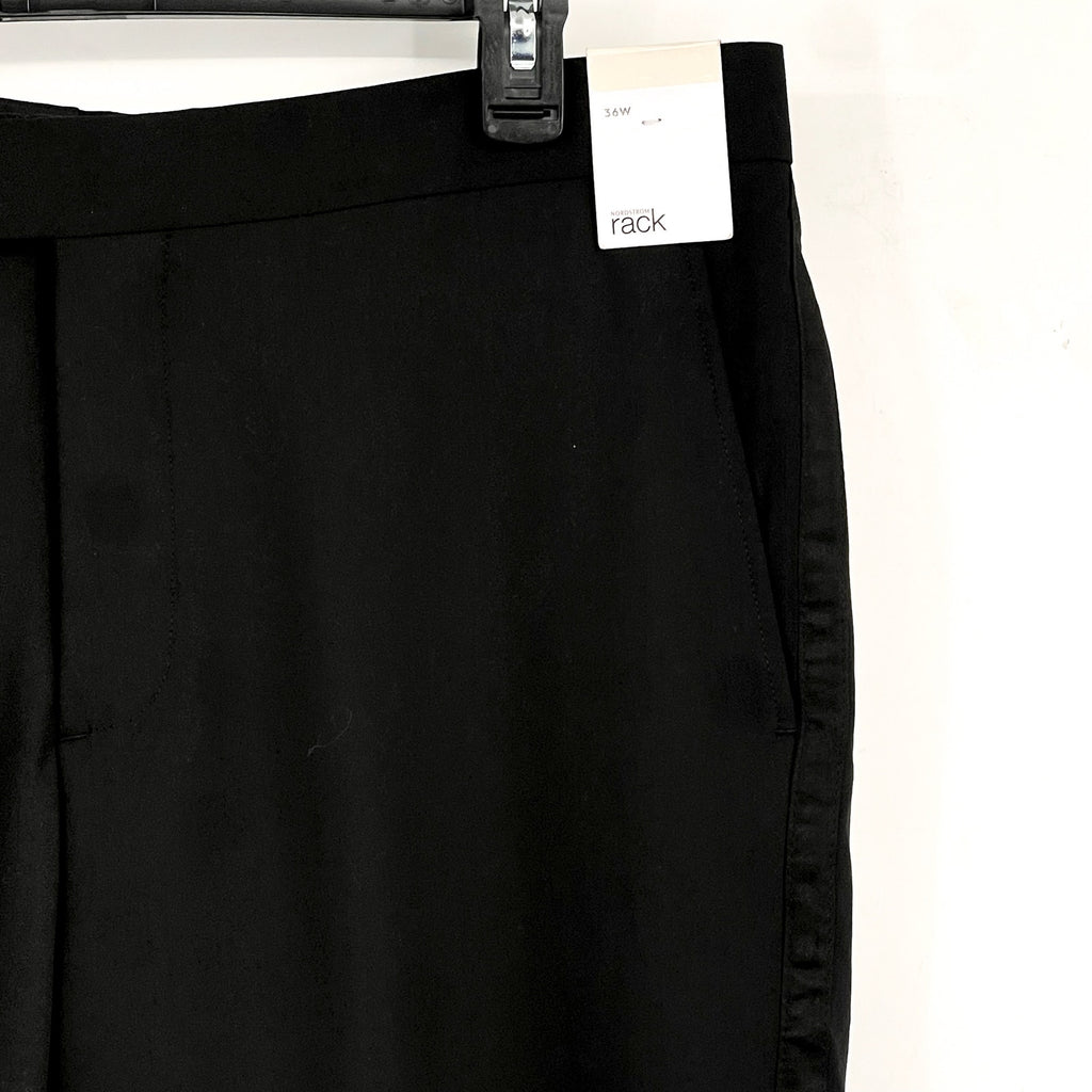 NORDSTROM RACK Men's Straight Leg Dress Pants 36R Black Flat Front Trim Fit NWT