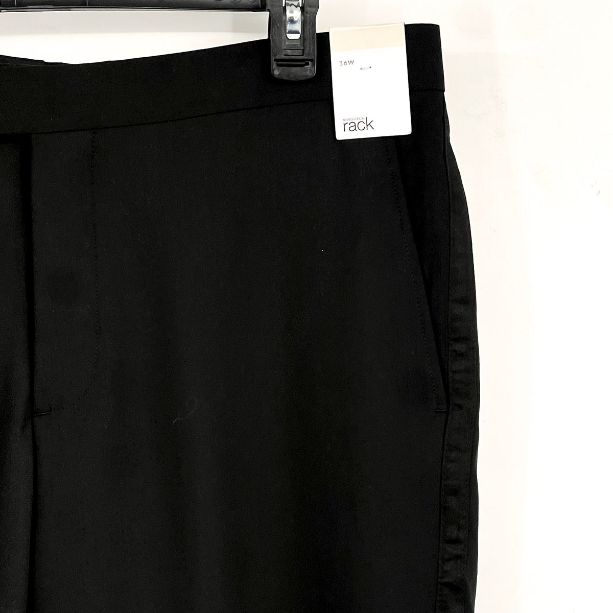 NORDSTROM RACK Men's Straight Leg Dress Pants 36R Black Flat Front Trim Fit NWT