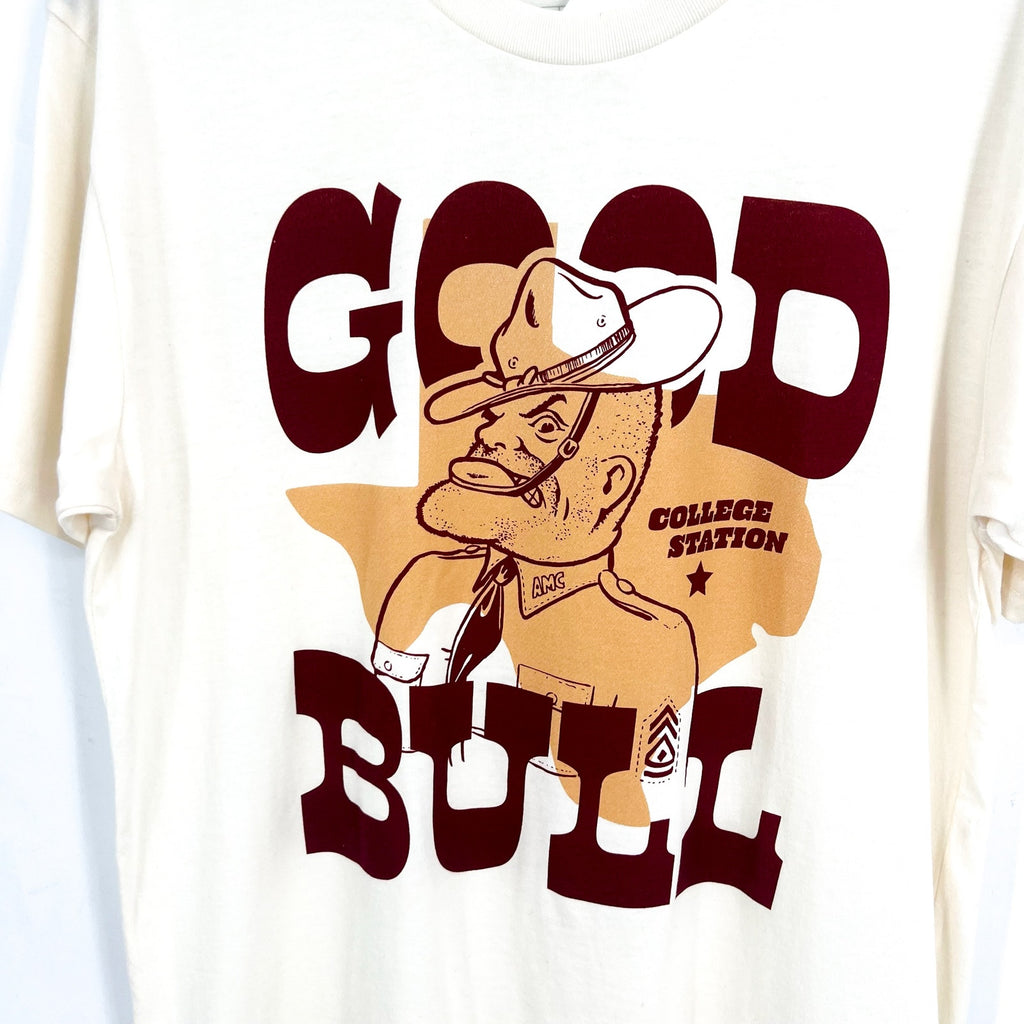 HOMEFIELD Mens Texas A&M Ol' Sarge "Good Bull" Tee XL Cream Short Sleeve NWT