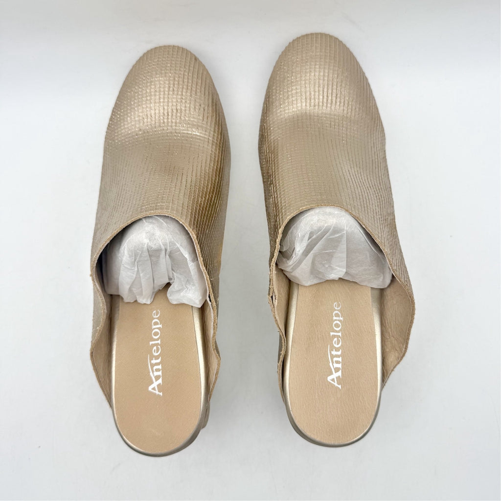 Antelope Womens Penni Mule Heels EU 41 US 10-10.5 Gold Leather NWOB