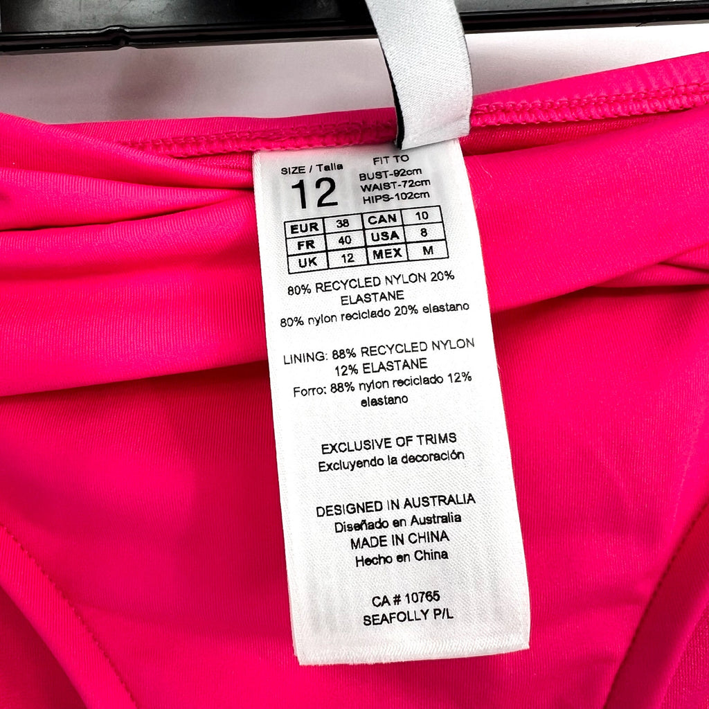 SEAFOLLY Women's Twist Band Hipster Bikini Bottom Size 8 Pink Raspberry NWT
