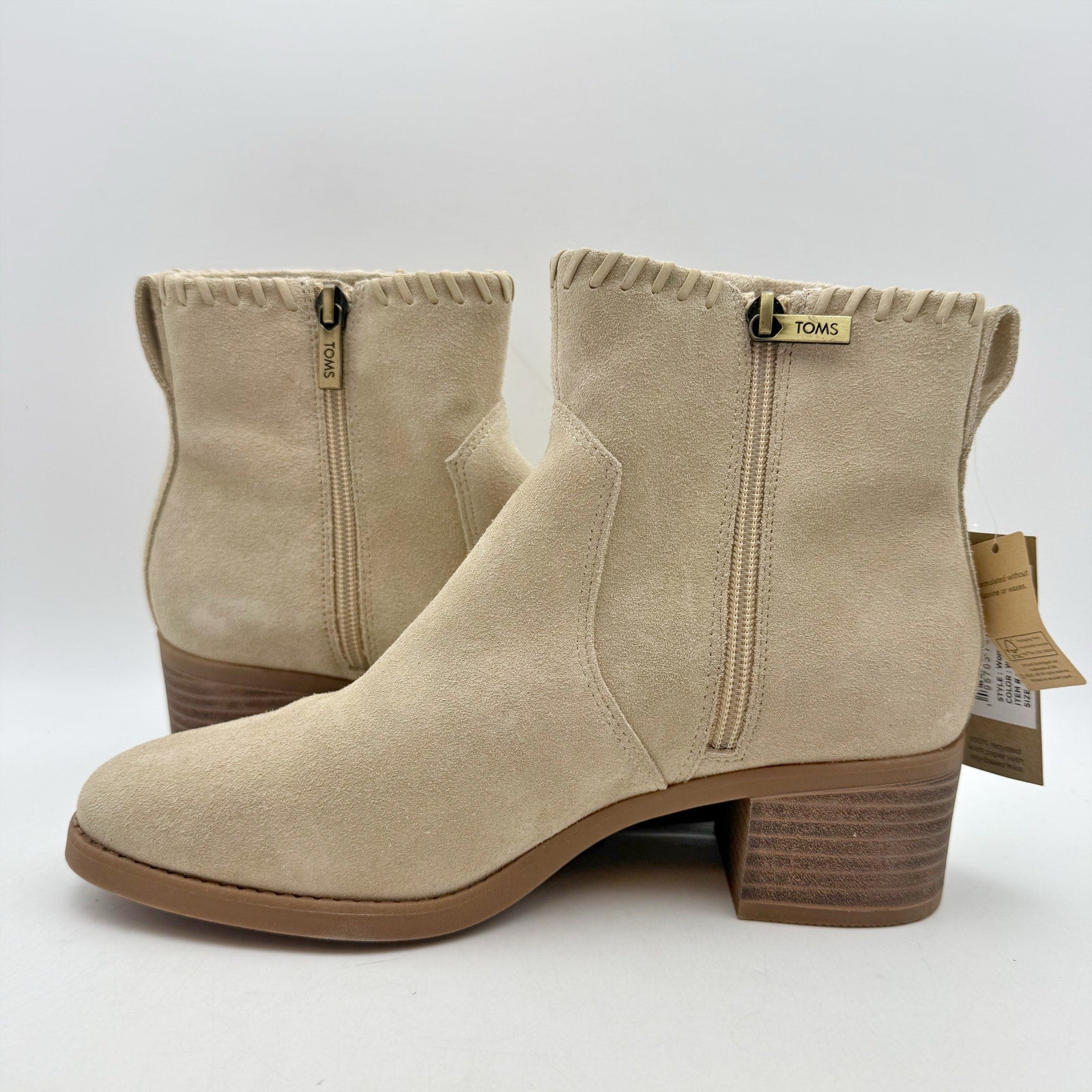 TOMS Womens Delilah Ankle Booties US 7.5 EU 38 Tan Suede Water Repellent NWOB