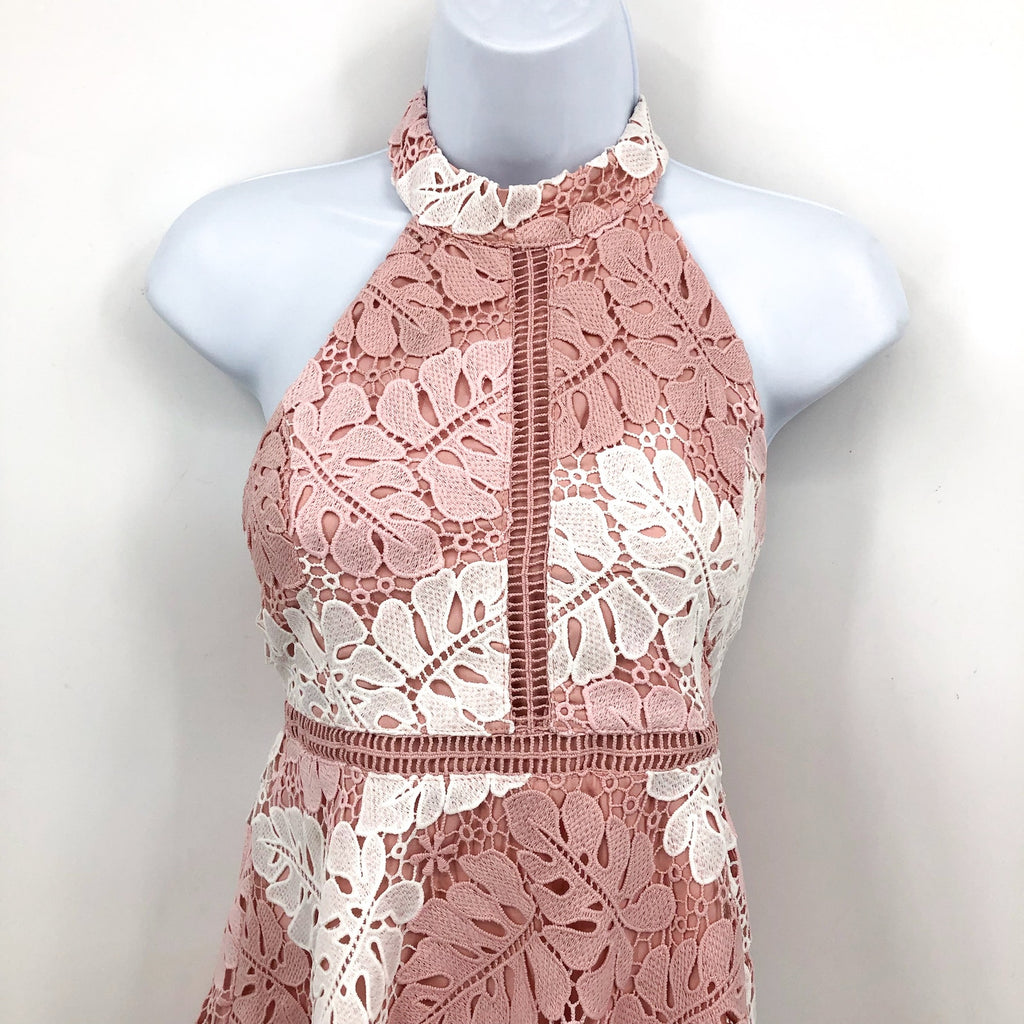 BARDOT JUNIOR Gemma Lace Halter Dress Girls Size 16 Pink White Two Tone NWT
