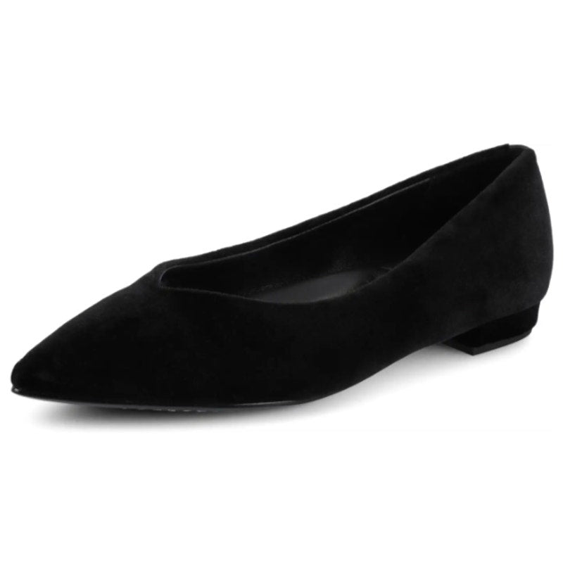 Birdies Womens The Goldfinch 15 Ballet Flat Size 7 Black Suede Pointed Toe NWOB
