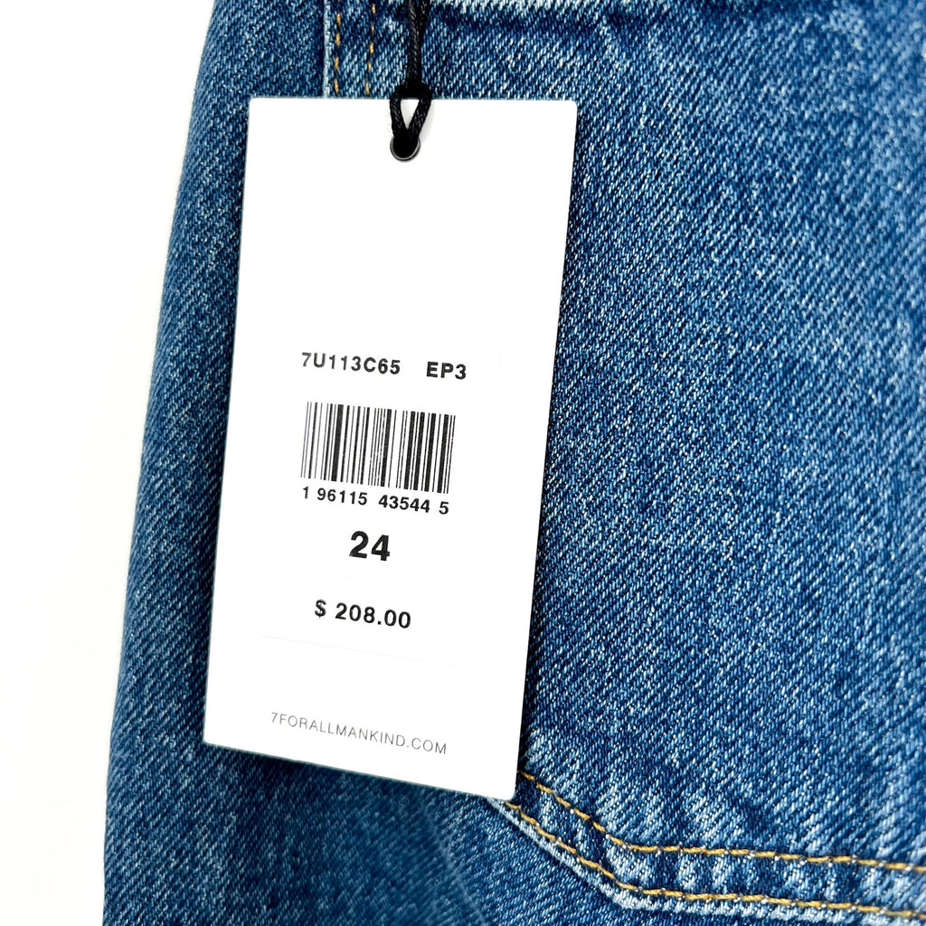 7 FOR ALL MANKIND Womens Logan Stovepipe Cuffed Jeans Size 24 US 0 Blue NWT