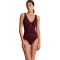 LAUREN RALPH LAUREN Beach Club One-Piece Swimsuit Size 16 Claret Red Ring NWT