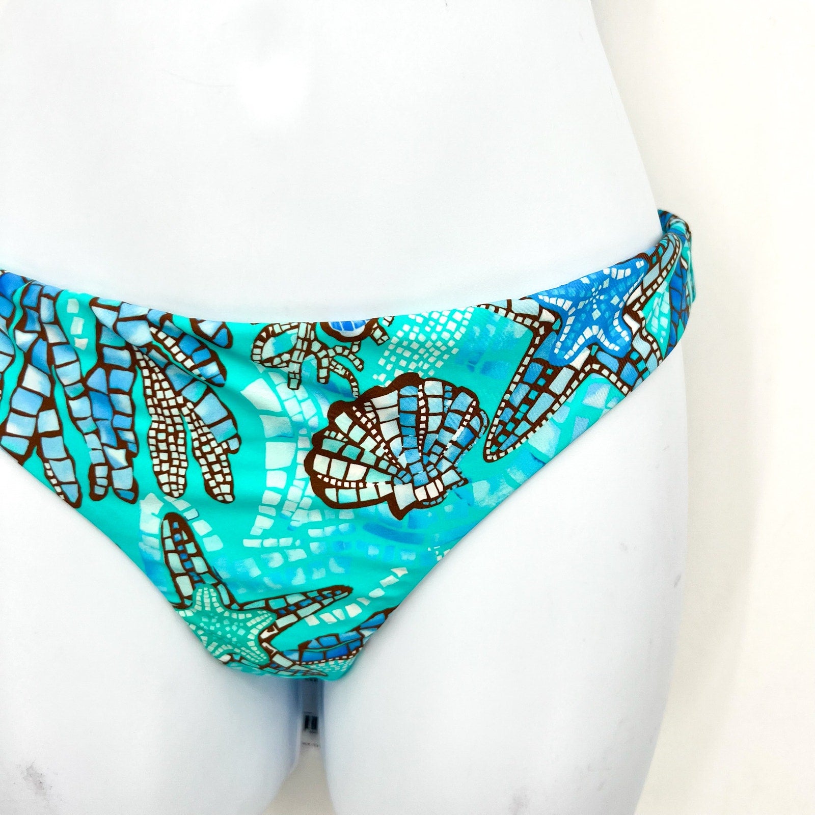 SEAFOLLY Women's La Mer Hipster Bikini Bottoms Size 10 Aquatic Blue NWT