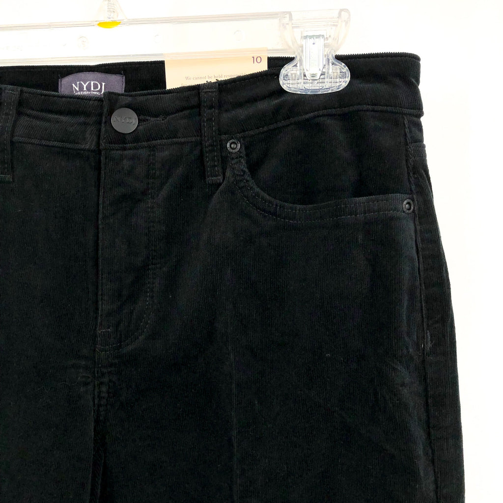 NYDJ Women's Teresa Wide Leg Trouser Pants Size 10 Black Corduroy Stretch NWT