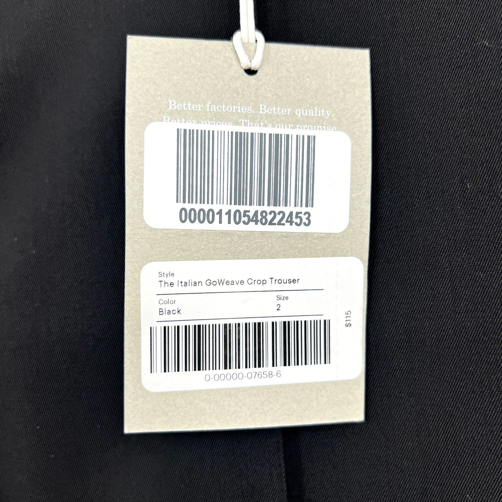 EVERLANE Women's The Italian GoWeave Crop Trouser Pants Size 2 Black NWT
