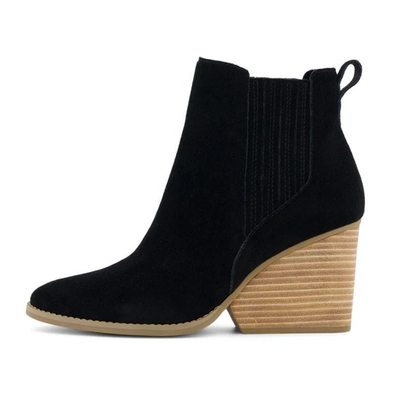 Toms Womens Noa Ankle Boots Size 5 EU 35.5 Black Suede Pull On NIB