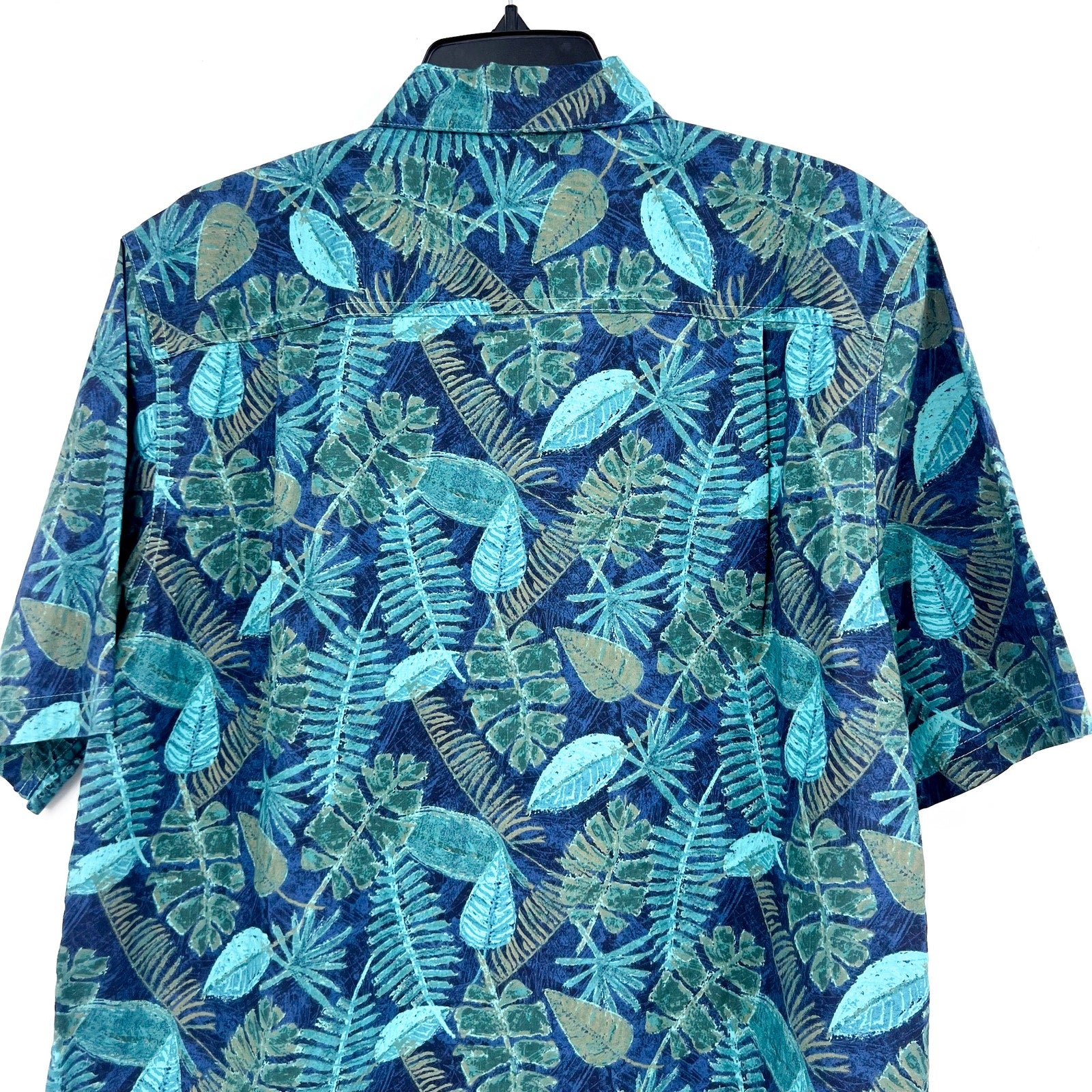 L.L BEAN Mens Tropics Print Short-Sleeve Casual Shirt Large Blue Green NWT