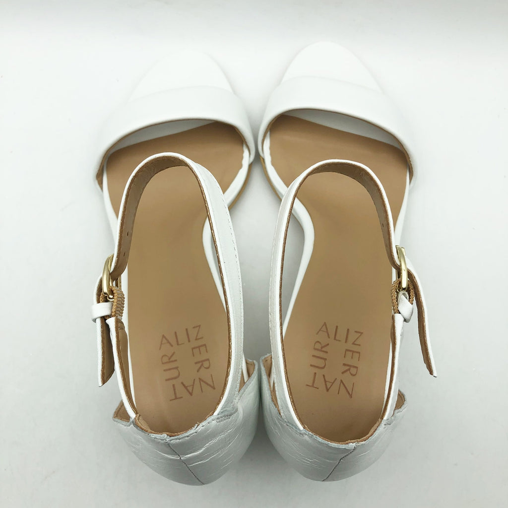 Naturalizer Womens Vera Sandals Size 6 Wide EU 36 White Block Heel NIB