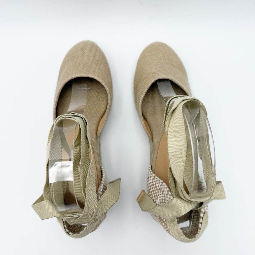 Castaner Womens Carina 3/002 Wedge Sandals US 7.5 EU 38 Natural Beige Canvas NIB