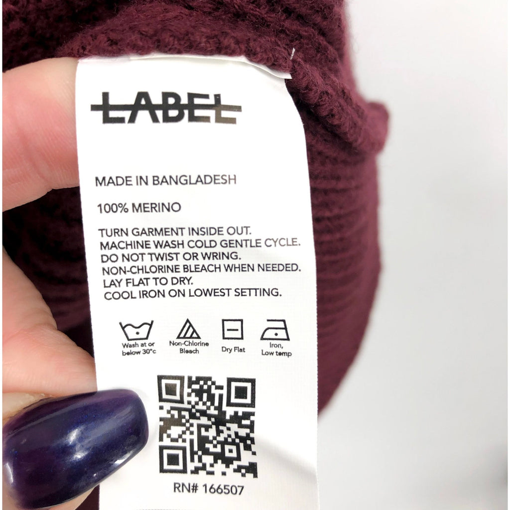 LABEL Men's Go-To Sweater XXL Burgundy Red Putty Knit Crewneck MERINO WOOL NWT